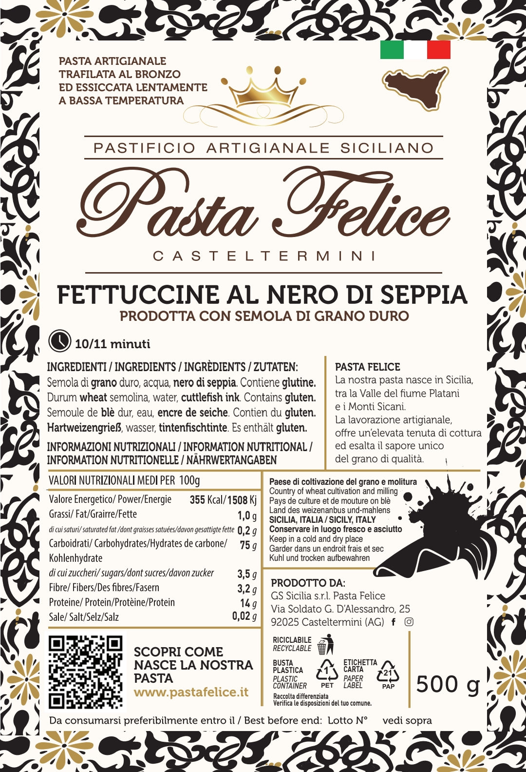 Fettuccine al Nero di Seppia