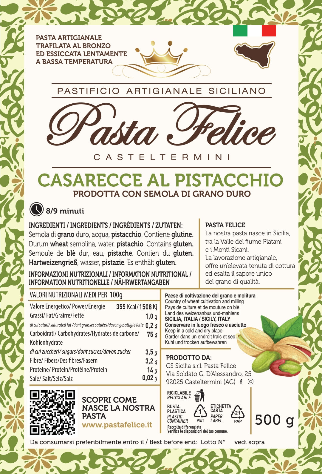 Casarecce al Pistacchio